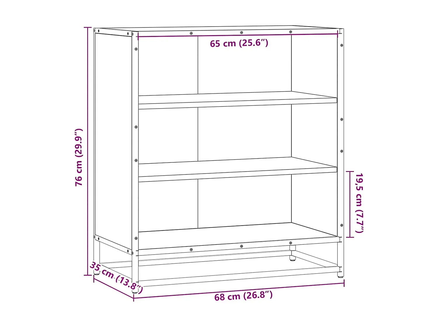 Buffet chêne sonoma 68x35x76 cm bois d'ingénierie et métal