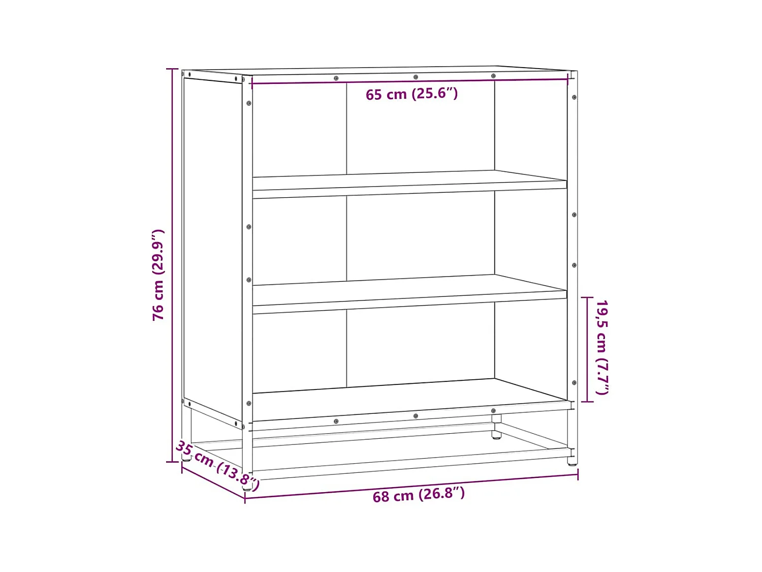Sideboard Räuchereiche 68x35x76 cm Holzwerkstoff und Metall