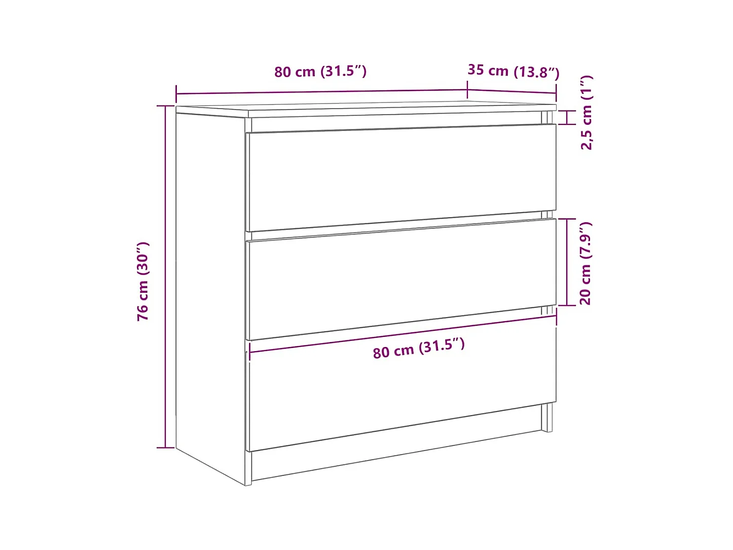 Aparador de madera de ingeniería Sonoma gris 80x35x76 cm