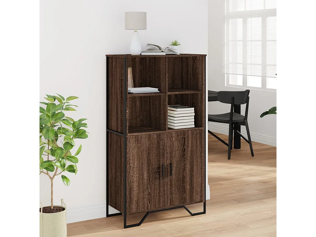 Buffet haut chêne marron 79,5x35,5x137,5 cm bois d'ingénierie