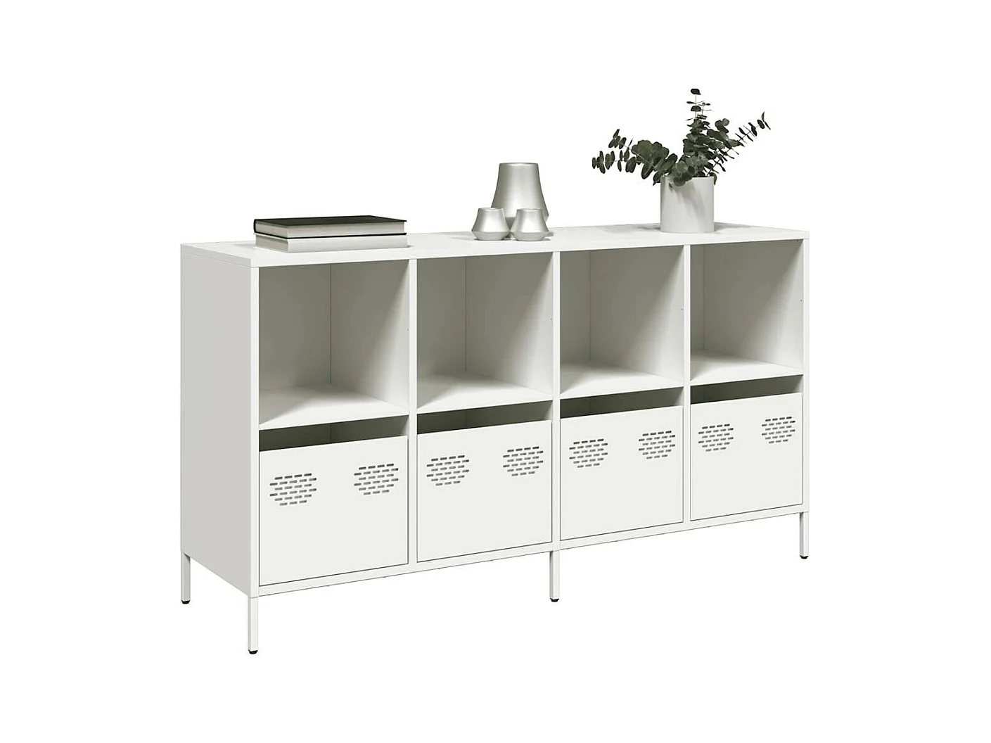 Sideboard Weiß 135x39x73,5 cm Kaltgewalzter Stahl