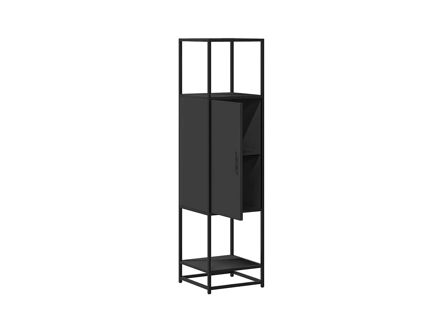 Buffet haut noir 35,5x35x139 cm bois d'ingénierie et métal