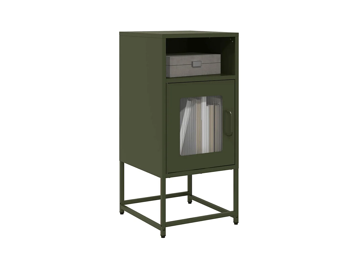 Mesa de cabeceira 36x39x78cm aço laminado a frio verde-azeitona