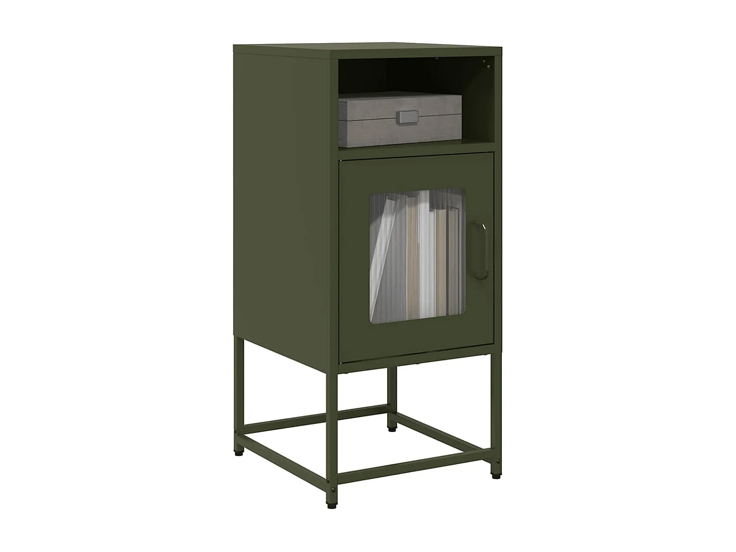 Table de chevet vert olive 36x39x78 cm acier laminé à froid