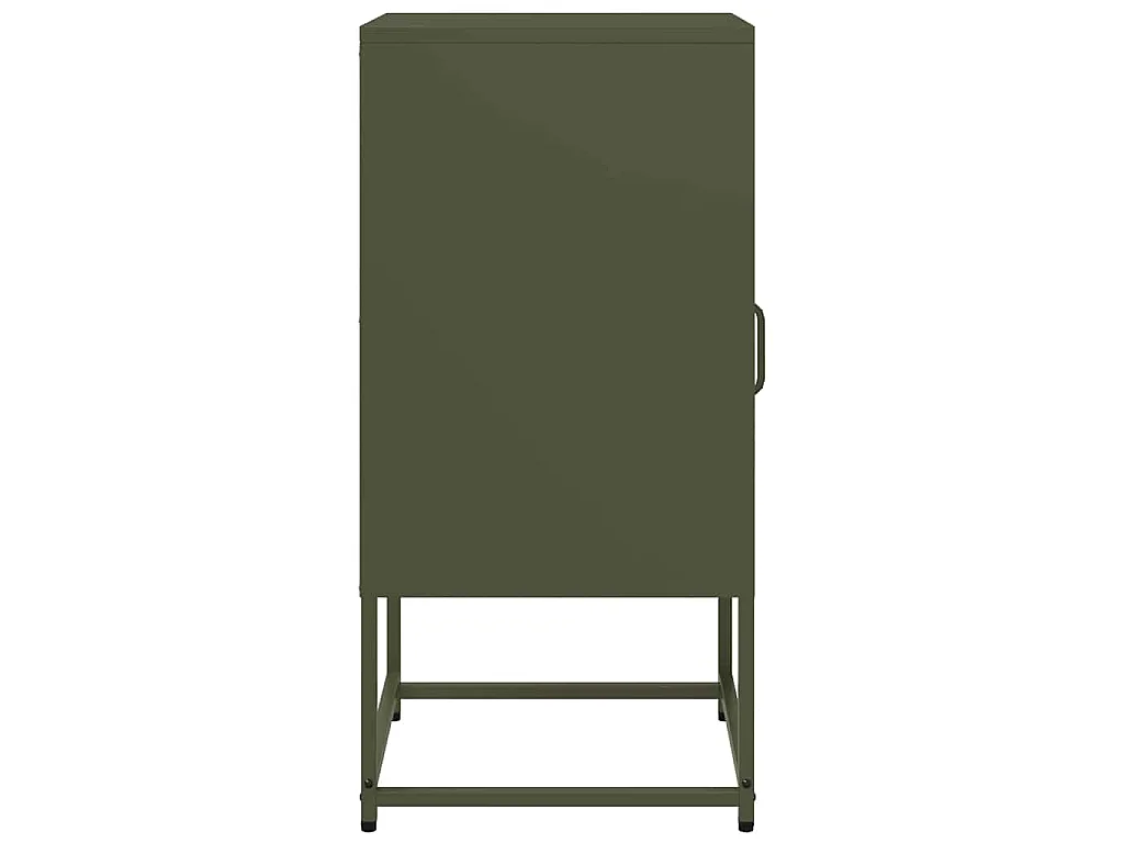 Mesita de noche de acero laminado verde oliva 36x39x78 cm