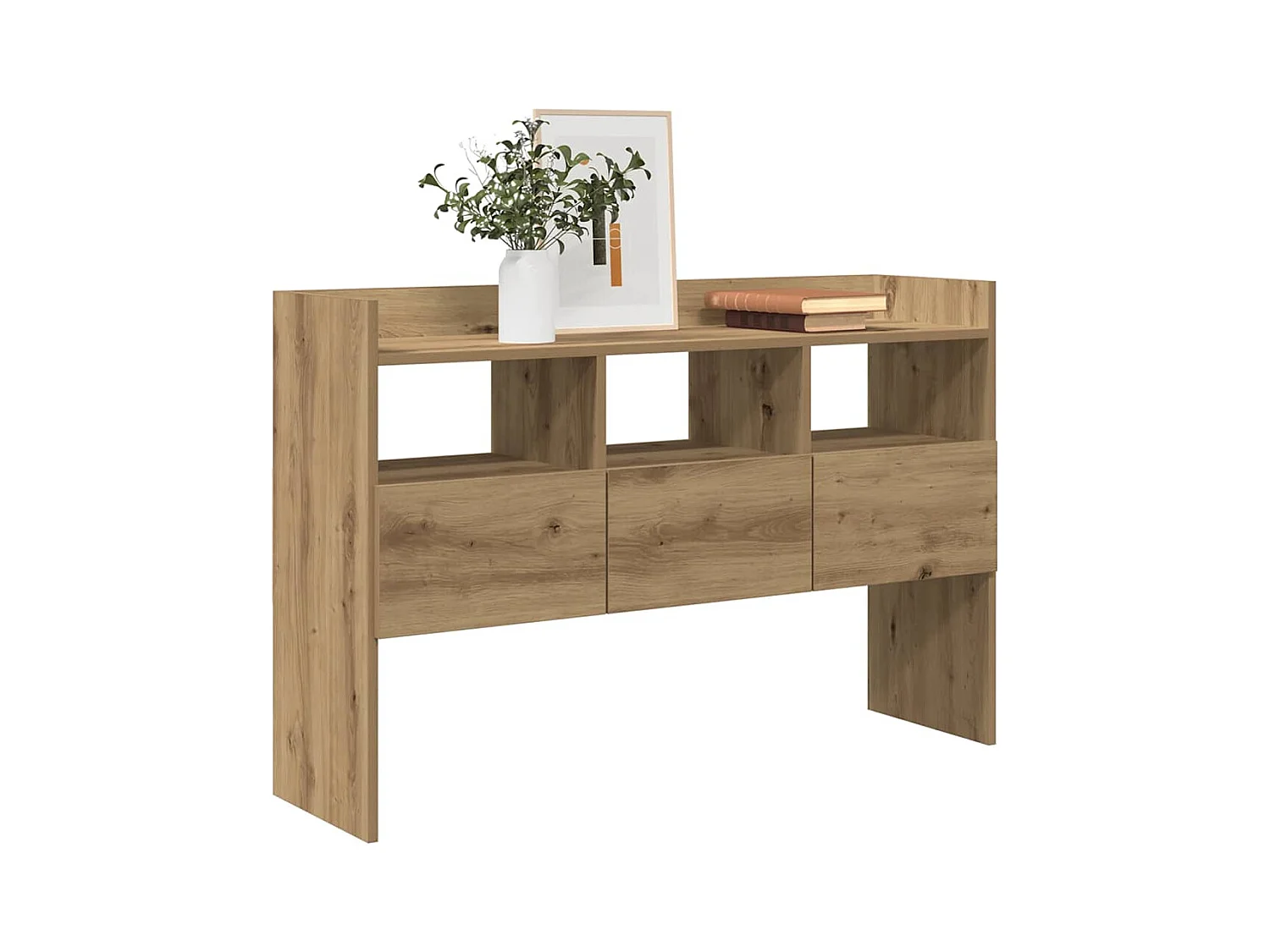 Dressoir 105x30x70 cm bewerkt hout artisanaal eikenkleurig