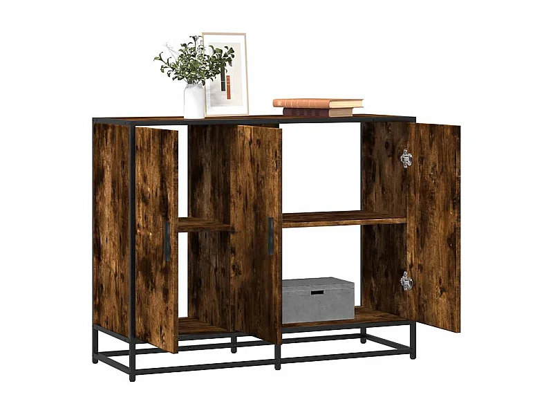 Aparador madera de ingeniería roble ahumado 94x35x76 cm