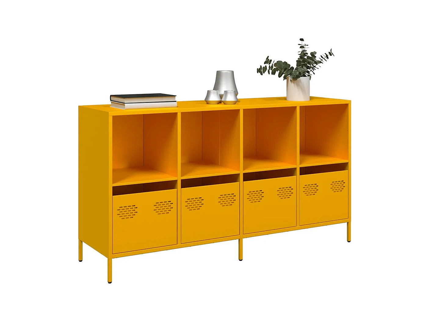 Credenza Giallo Senape 135x39x73,5 cm Acciaio Laminato a Freddo