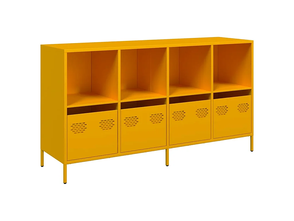 Buffet jaune moutarde 135x39x73,5 cm acier laminé à froid