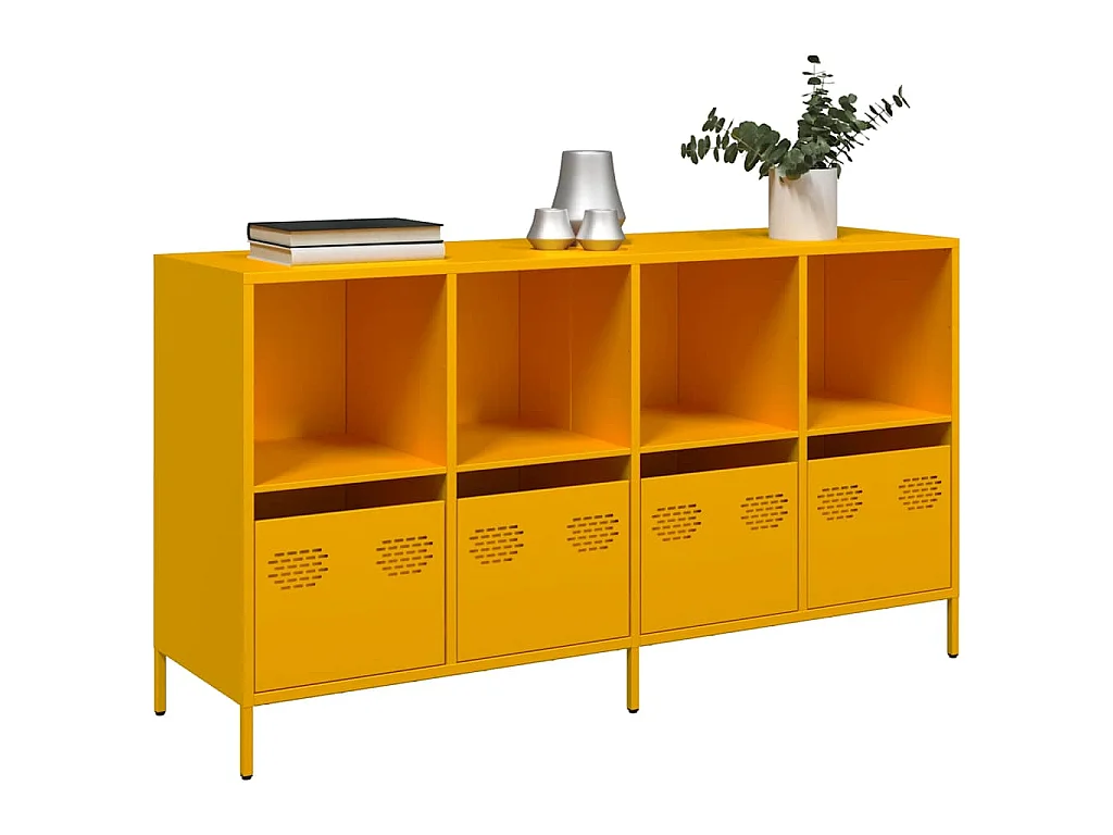 Buffet jaune moutarde 135x39x73,5 cm acier laminé à froid