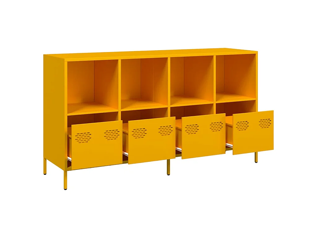 Buffet jaune moutarde 135x39x73,5 cm acier laminé à froid