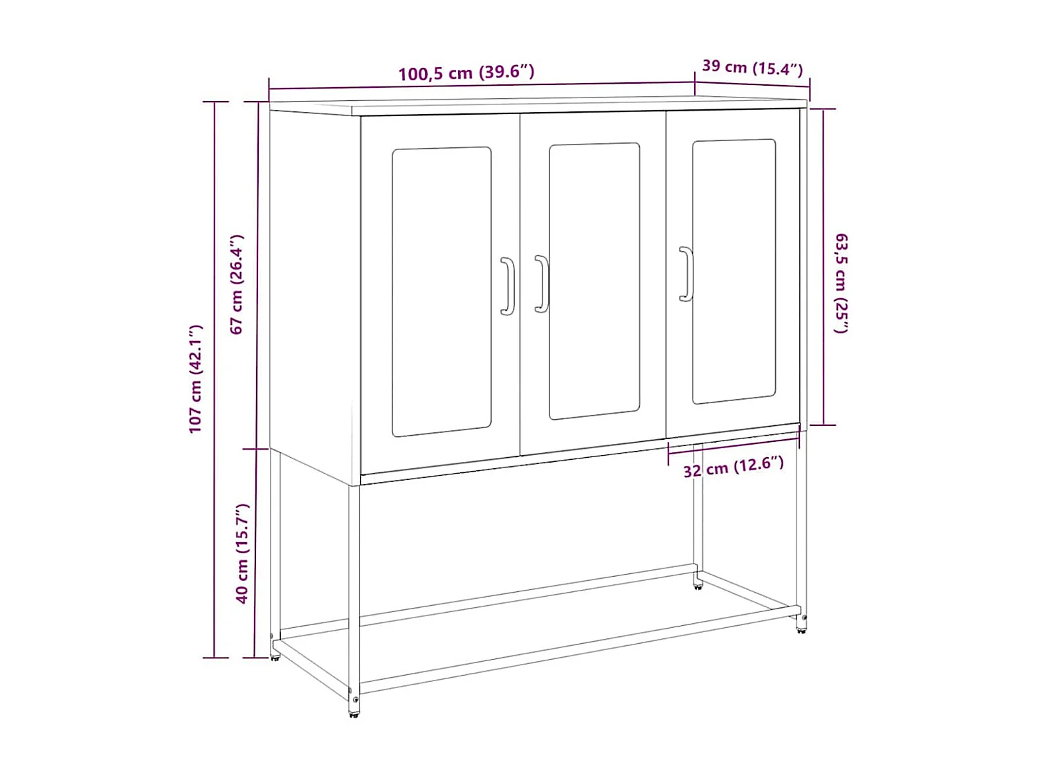 Buffet rose 100,5x39x107 cm acier laminé à froid