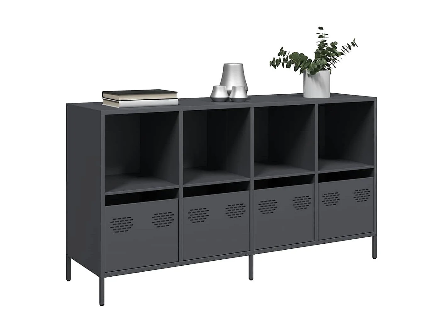 Dressoir 135x39x73,5 cm koudgewalst staal antracietkleurig