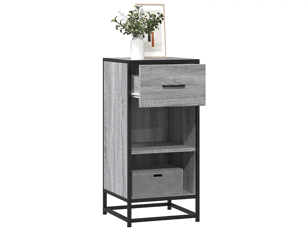 Dressoir 35,5x35x76 cm bewerkt hout en metaal grijs sonoma
