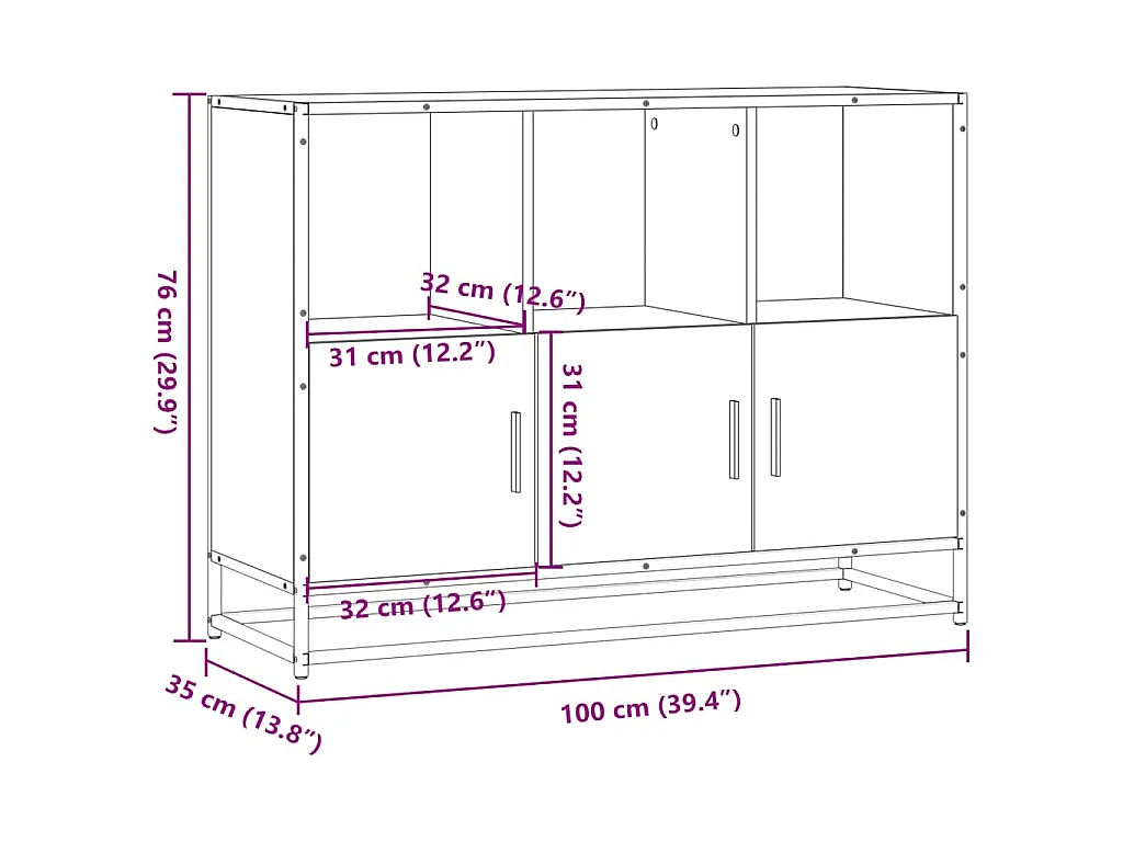 Sideboard Räuchereiche 100x35x76 cm Holzwerkstoff