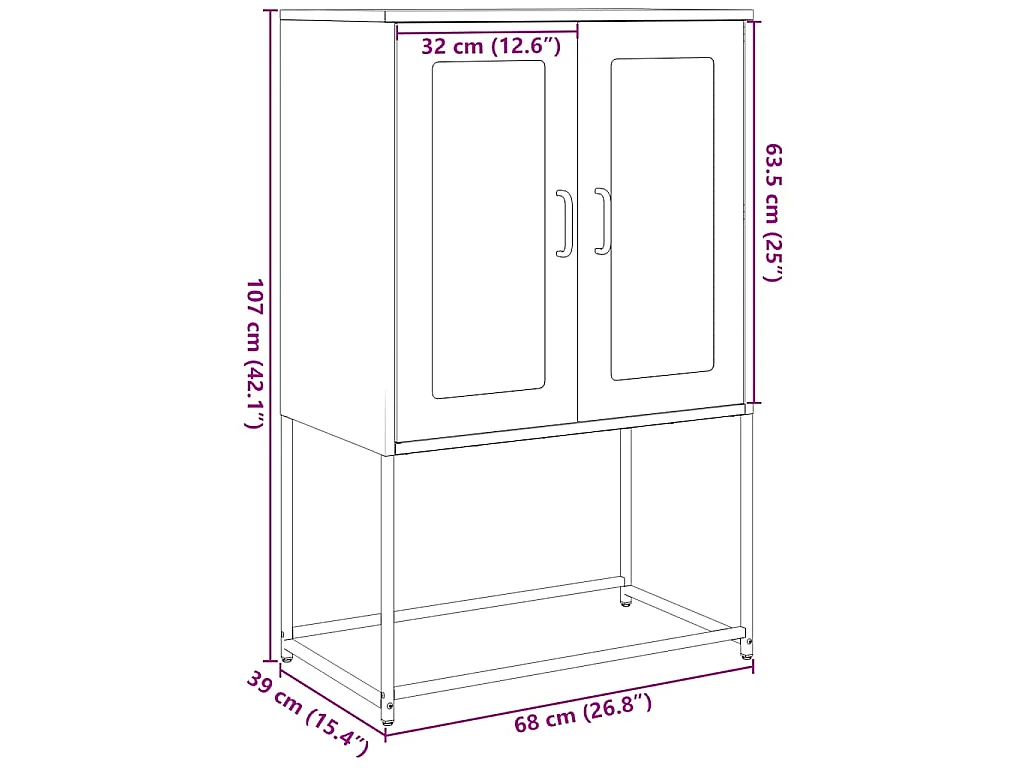 Buffet haut blanc 68x39x107 cm acier