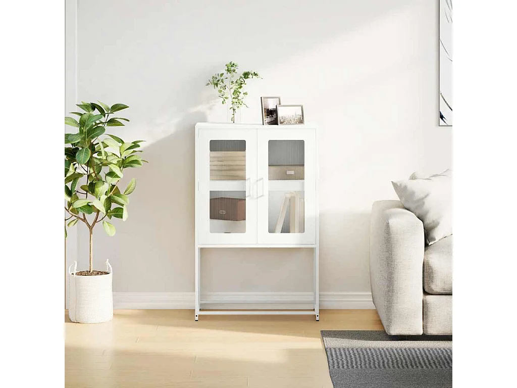 Buffet haut blanc 68x39x107 cm acier