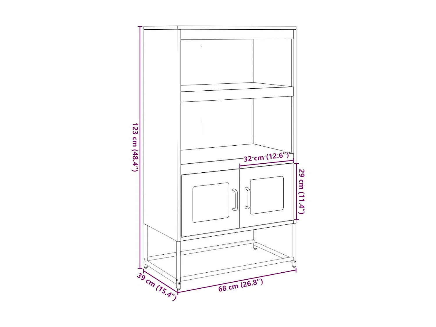 Buffet haut blanc 68x39x123 cm acier