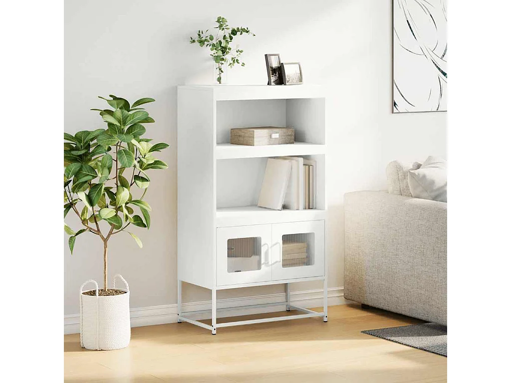 Buffet haut blanc 68x39x123 cm acier