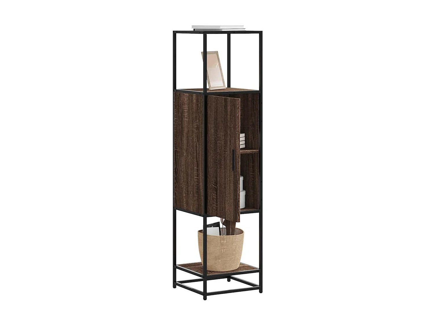 Buffet haut chêne marron 35,5x35x139 cm bois d'ingénierie métal