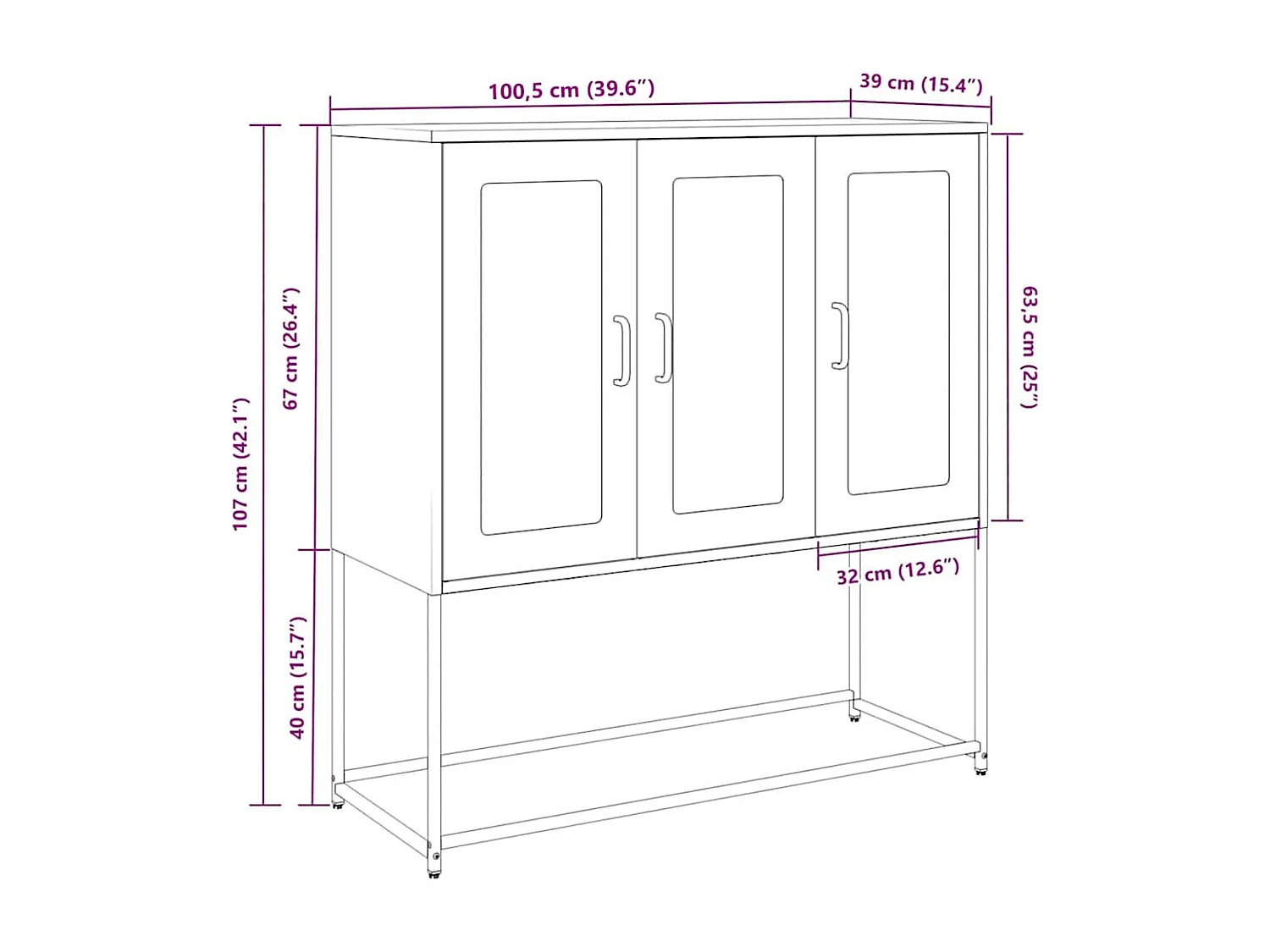Buffet noir 100,5x39x107 cm acier laminé à froid