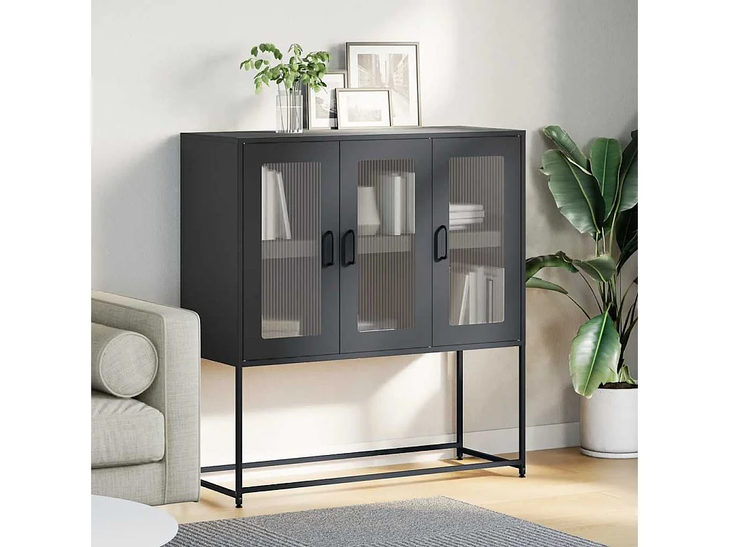 Sideboard Schwarz 100,5x39x107 cm Kaltgewalzter Stahl