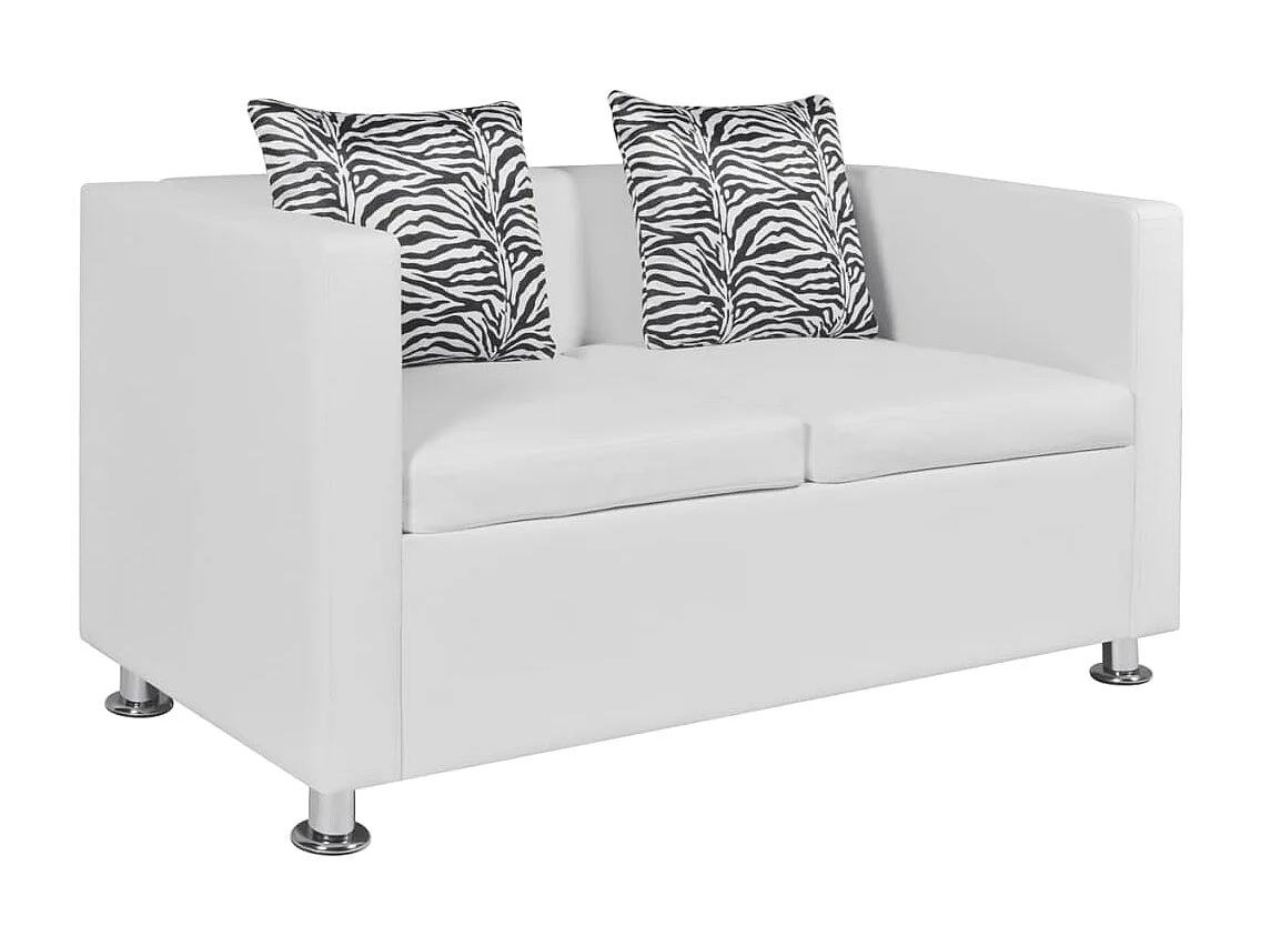 Sofa 2-Sitzer Kunstleder Weiß