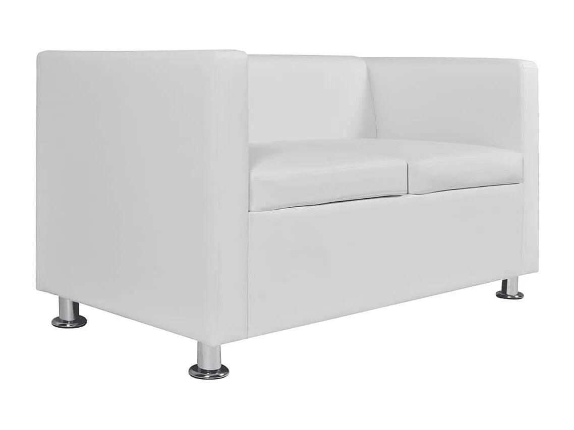 Sofa 2-Sitzer Kunstleder Weiß