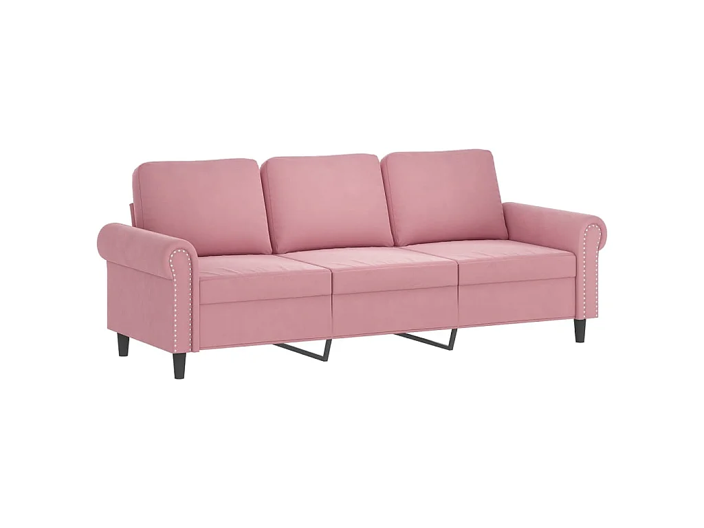 Canapé à 3 places avec repose-pieds Rose 180 cm Velours