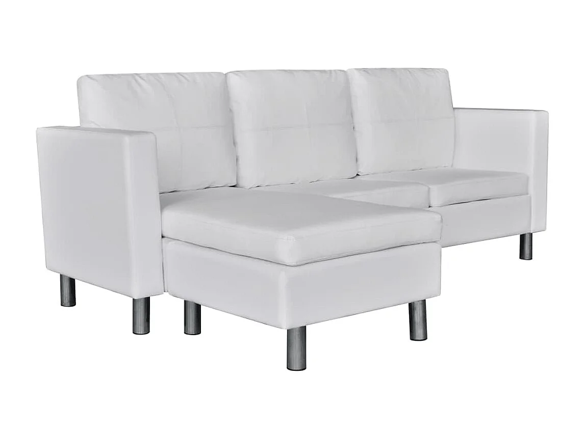 Driezitsbank sectioneel kunstleer wit