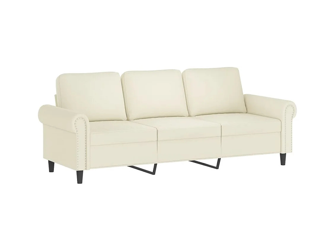 Canapé à 3 places avec repose-pieds Crème 180 cm Velours