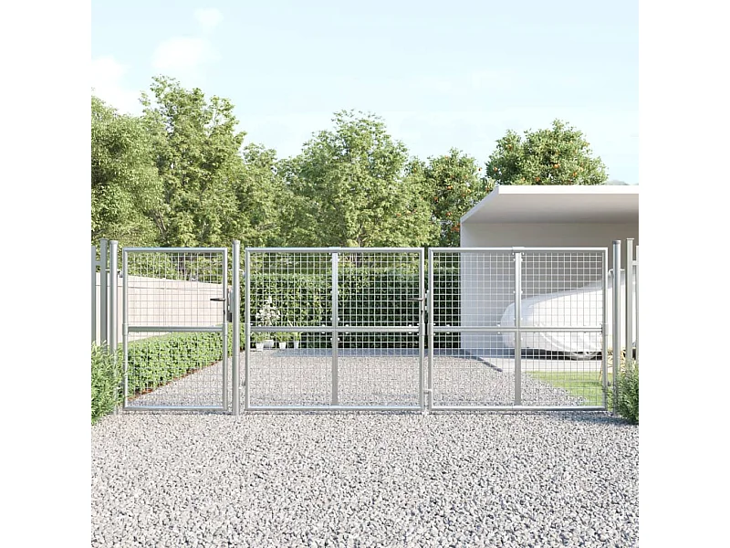 Puerta de malla de jardín acero galvanizado plateado 400x175cm