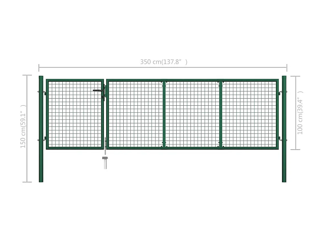 Portillon Acier 350x100 cm Vert