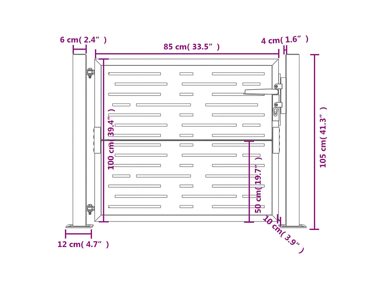 Portail de jardin anthracite 105x105 cm conception de carré