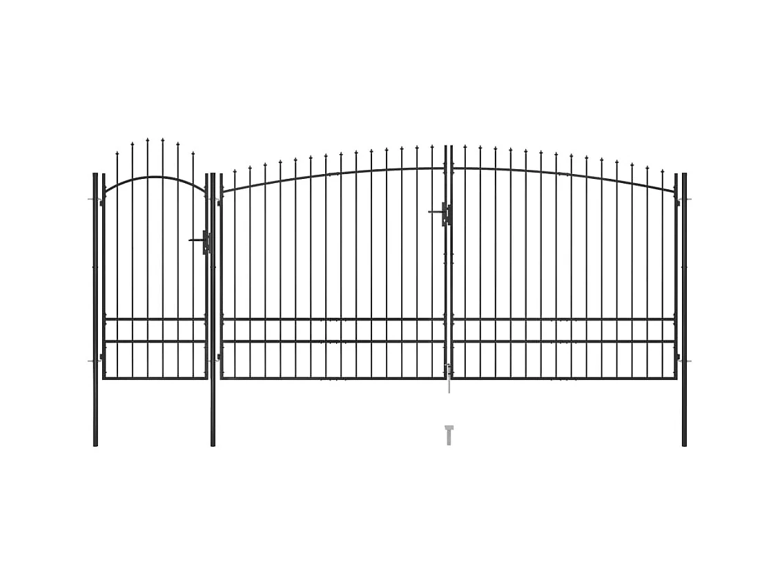 Puerta de valla de jardín con punta de lanza 5x245 m negro