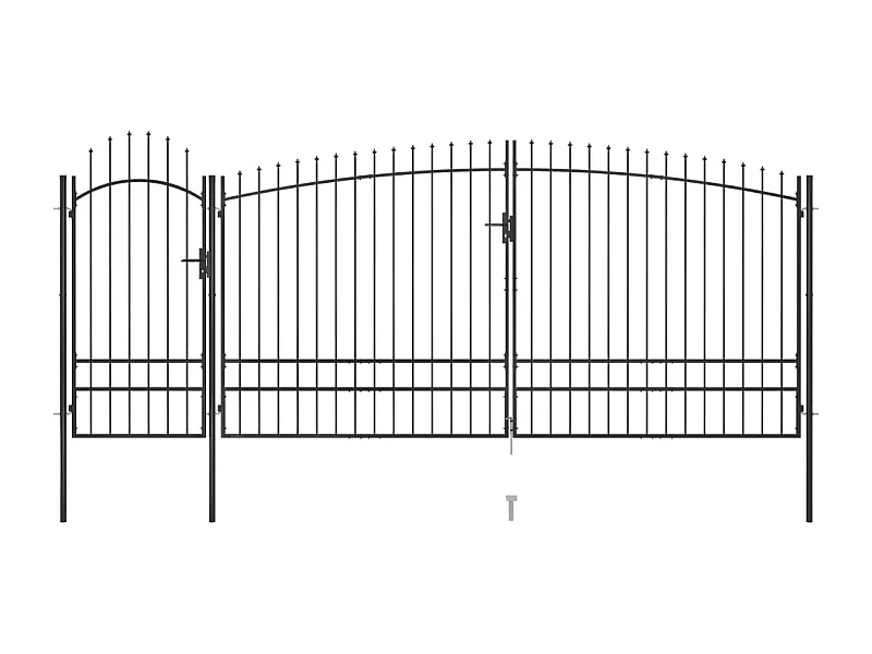 Portail de clôture de jardin avec dessus en lance 5x245 m Noir