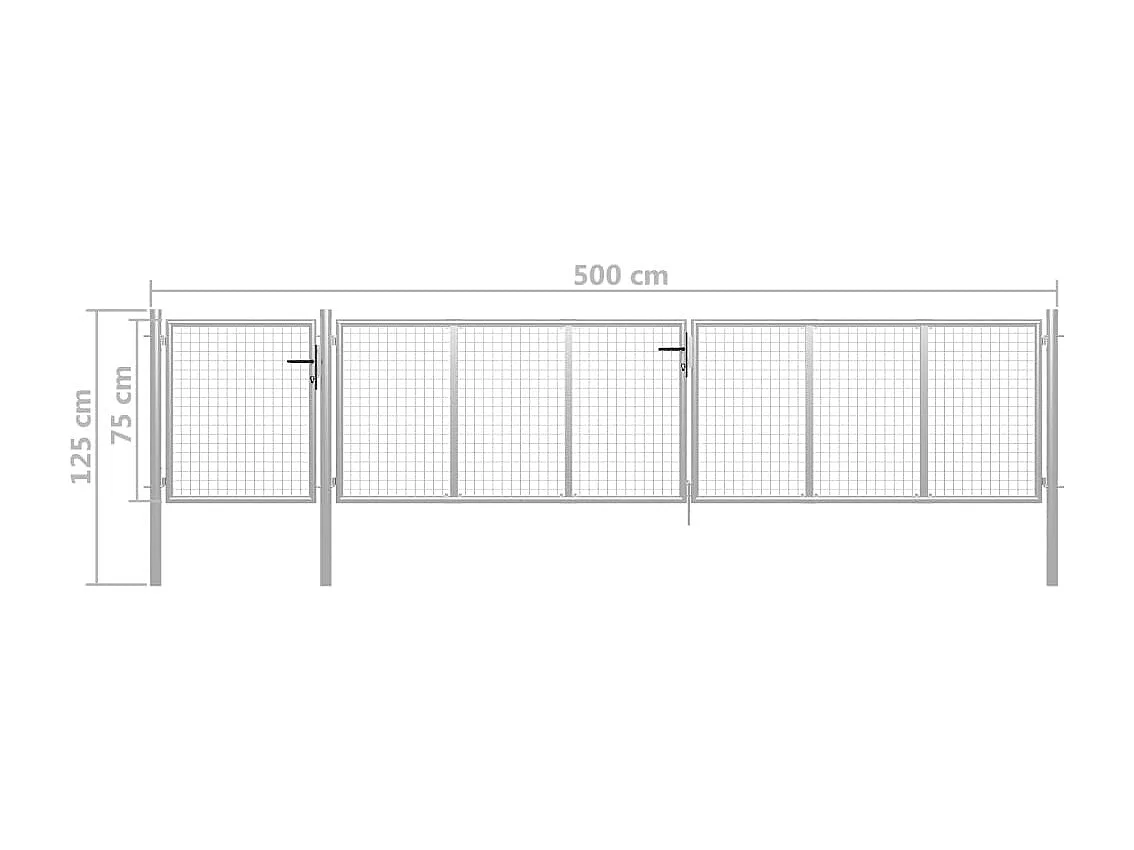 Portail de jardin Acier 500 x 75 cm Argenté