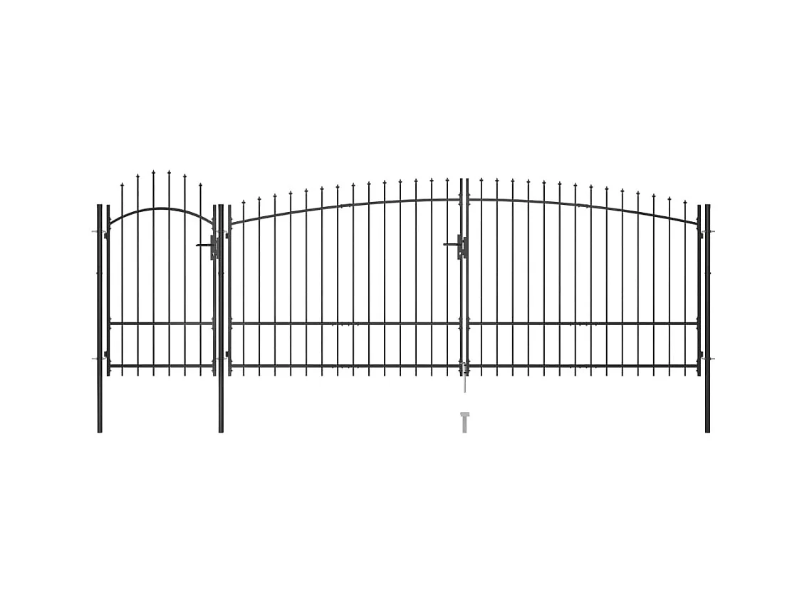 Puerta de valla de jardín con punta de lanza 5x225 m negro