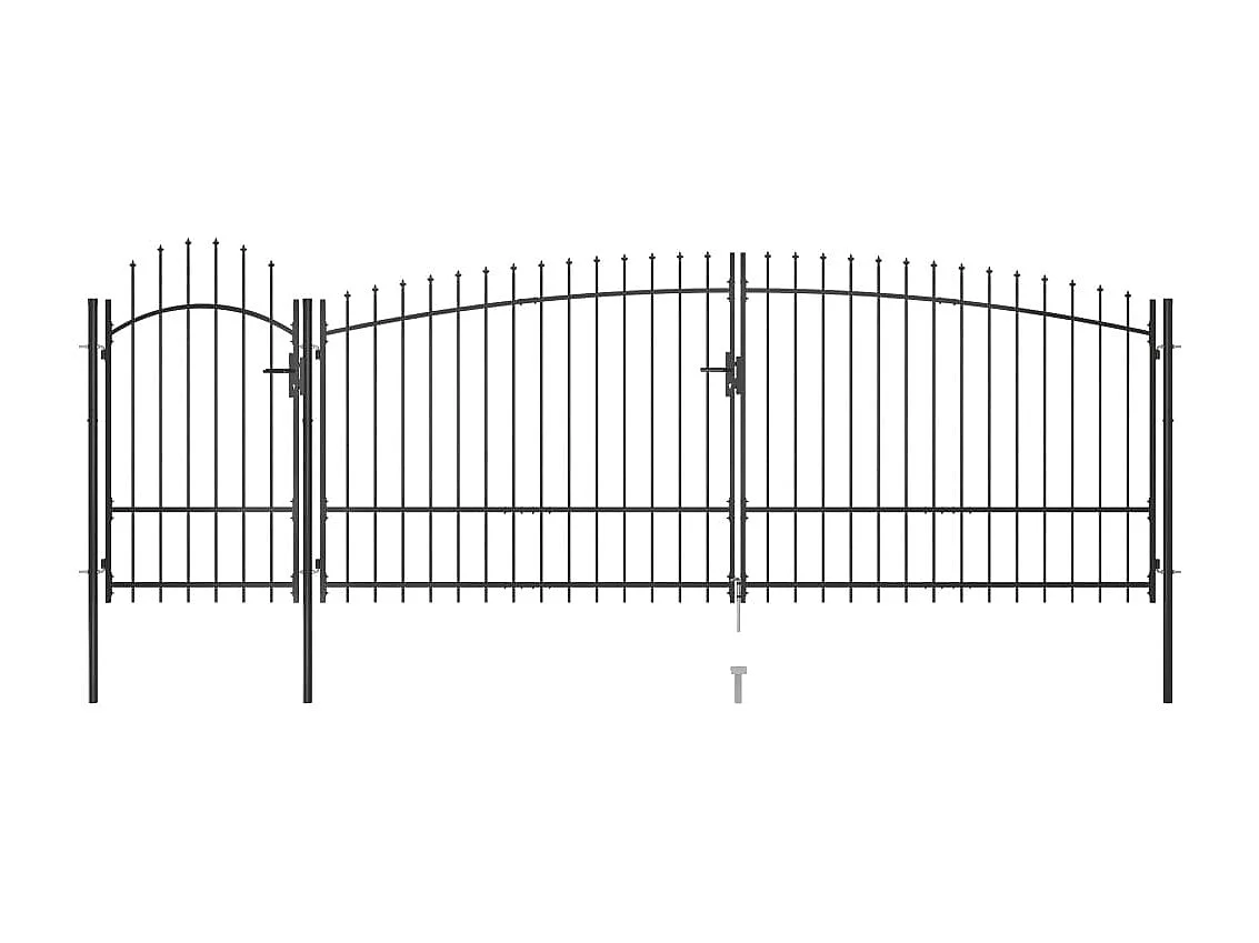 Portail de clôture de jardin avec dessus en lance 5x225 m Noir
