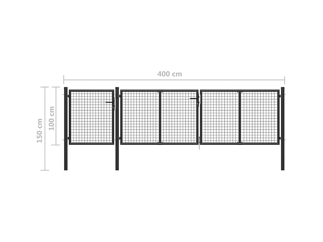 Puerta de jardín de acero gris antracita 400x100 cm