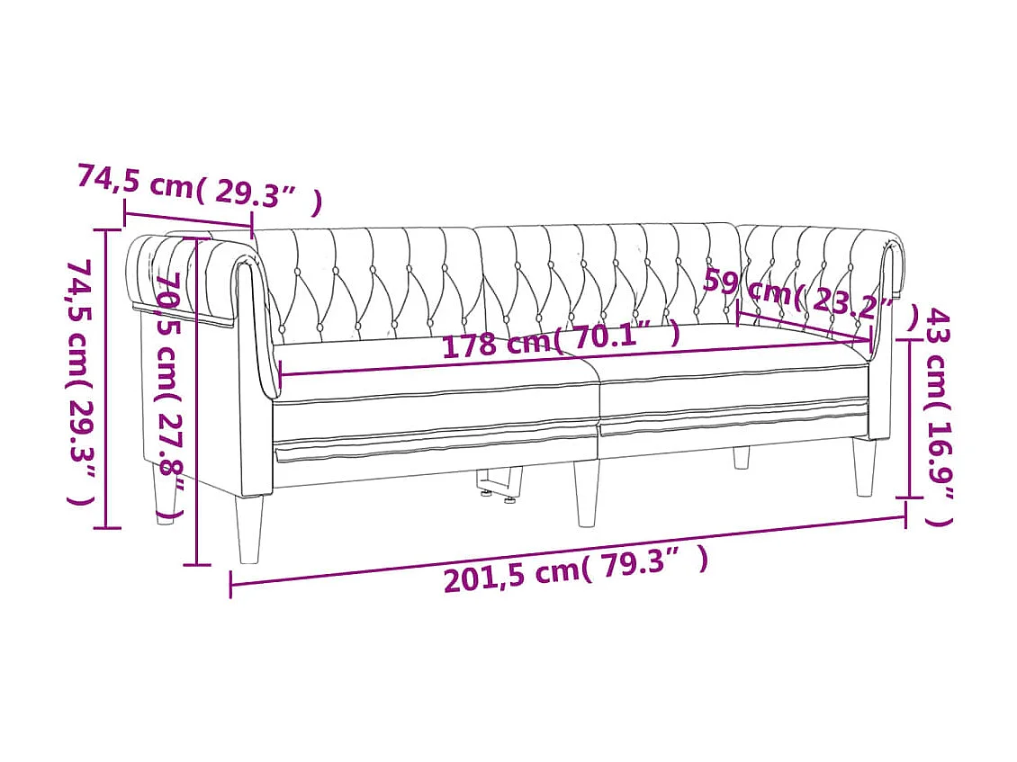 3-delige Loungeset stof bruin
