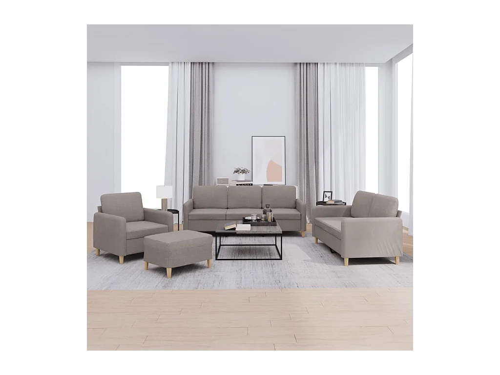 Ensemble de canapés 4 pcs avec coussins Taupe Tissu
