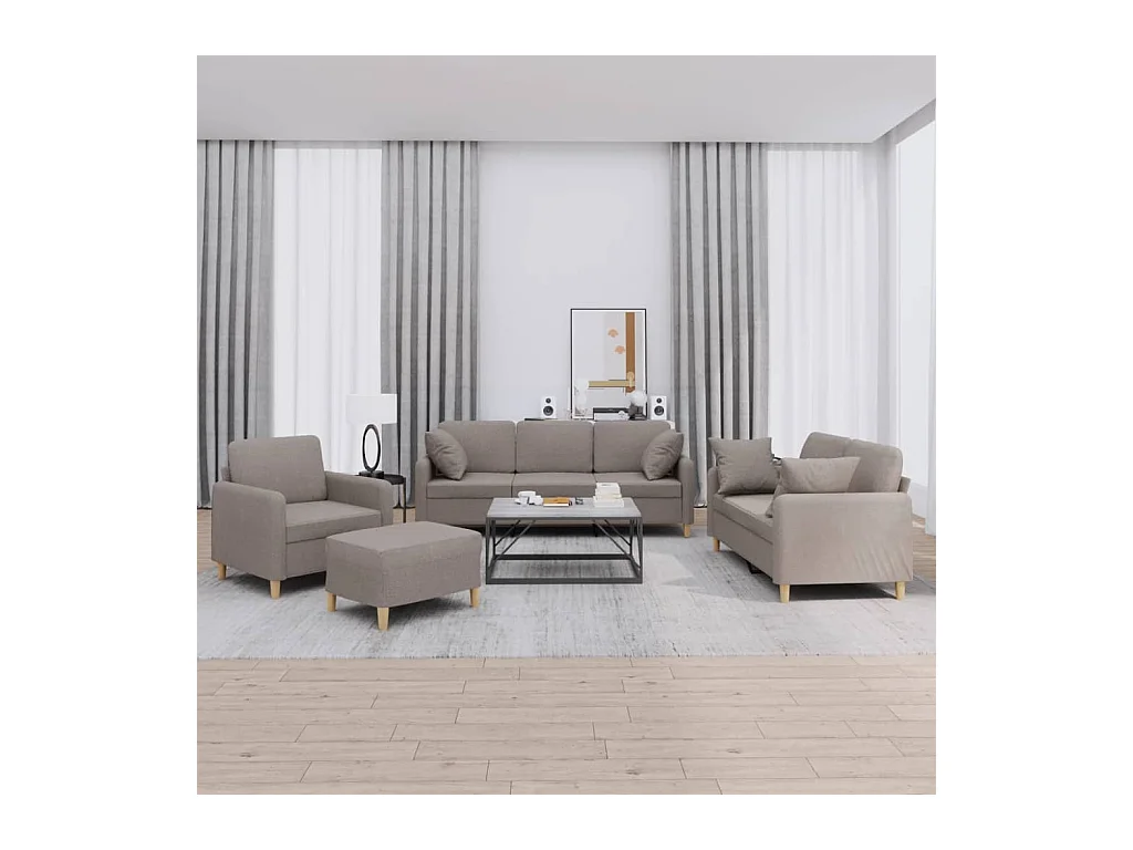 Ensemble de canapés 4 pcs avec coussins taupe tissu