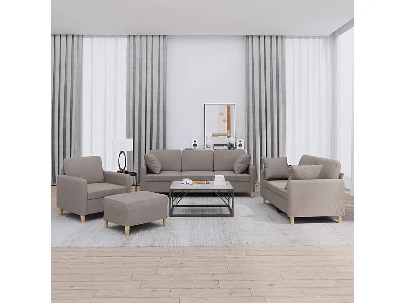 Ensemble de canapés 4 pcs avec coussins taupe tissu