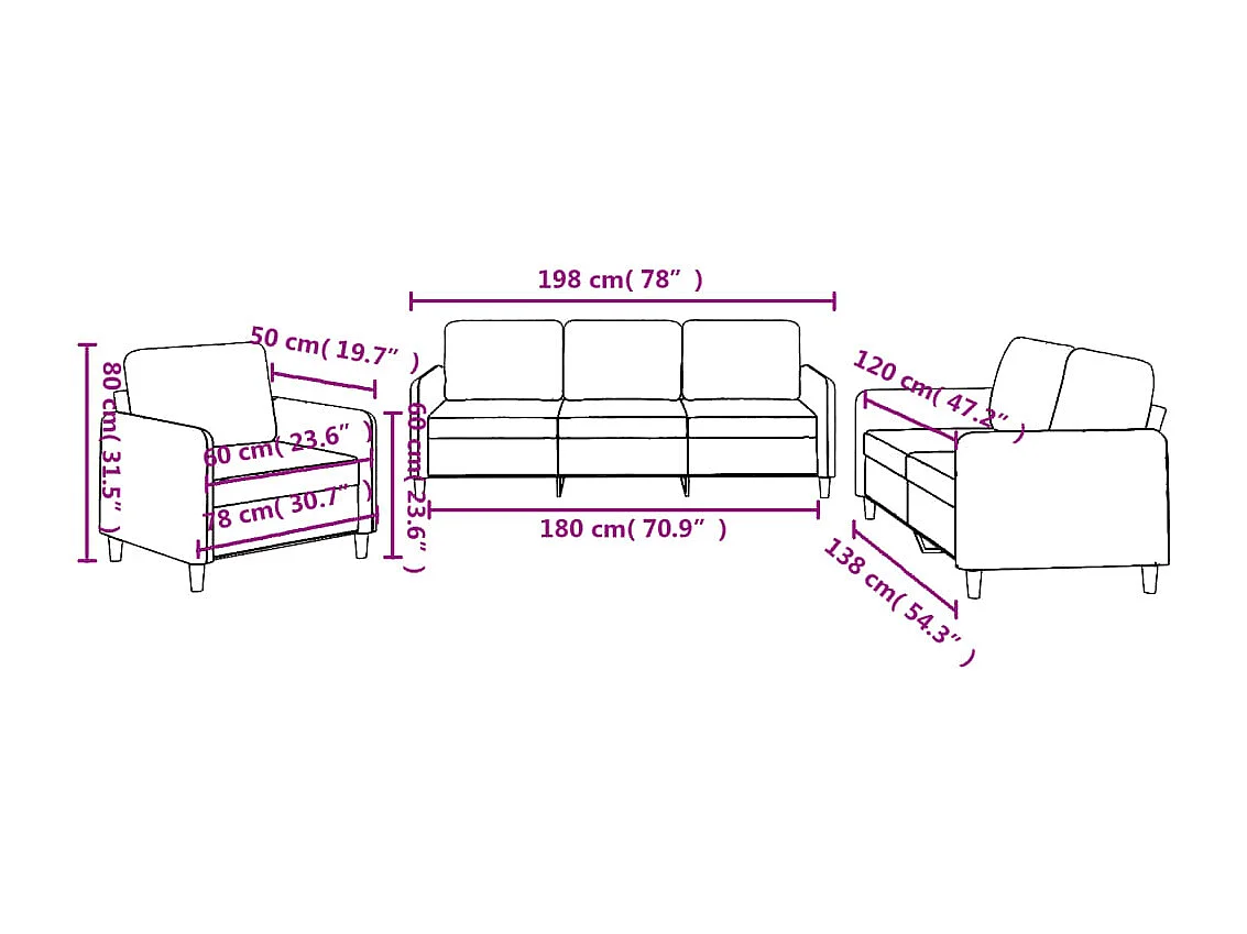 Ensemble de canapés 3 pcs avec coussins Jaune clair Tissu
