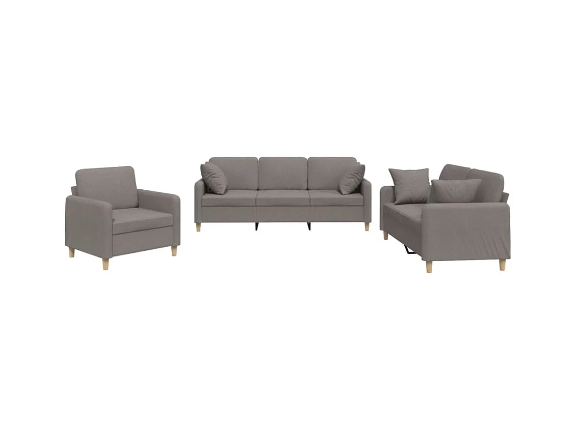 3-delige Loungeset met kussens stof taupe