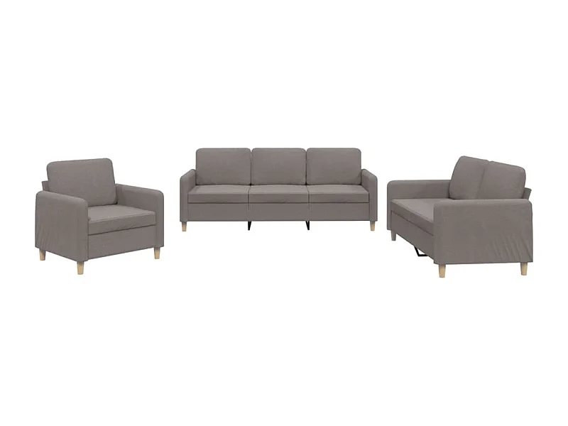 3-delige Loungeset met kussens stof taupe