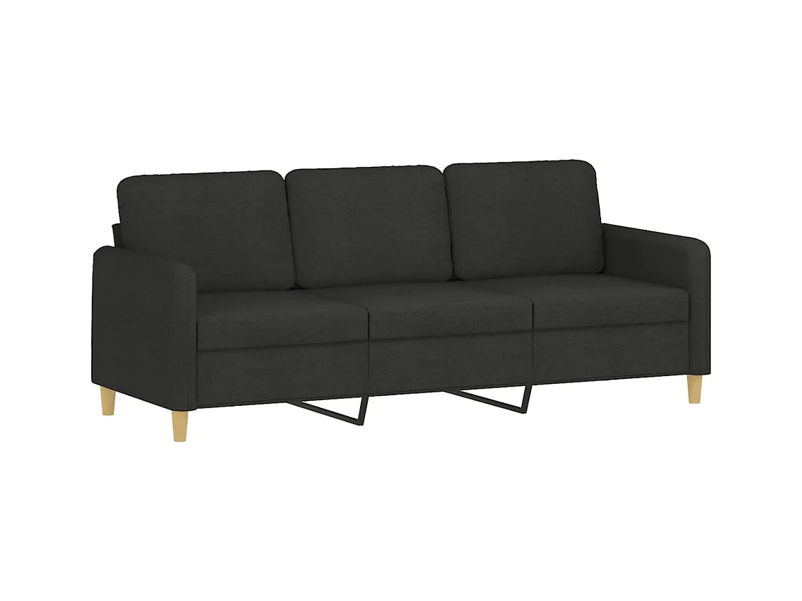 3-delige loungeset met kussens stof zwart