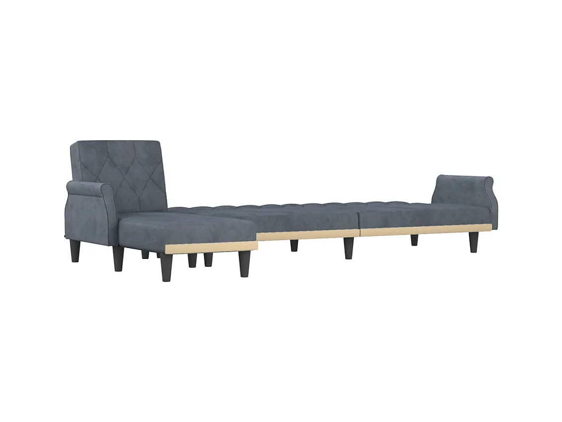 Canapé-lit en forme de L gris 271x140x70 cm velours