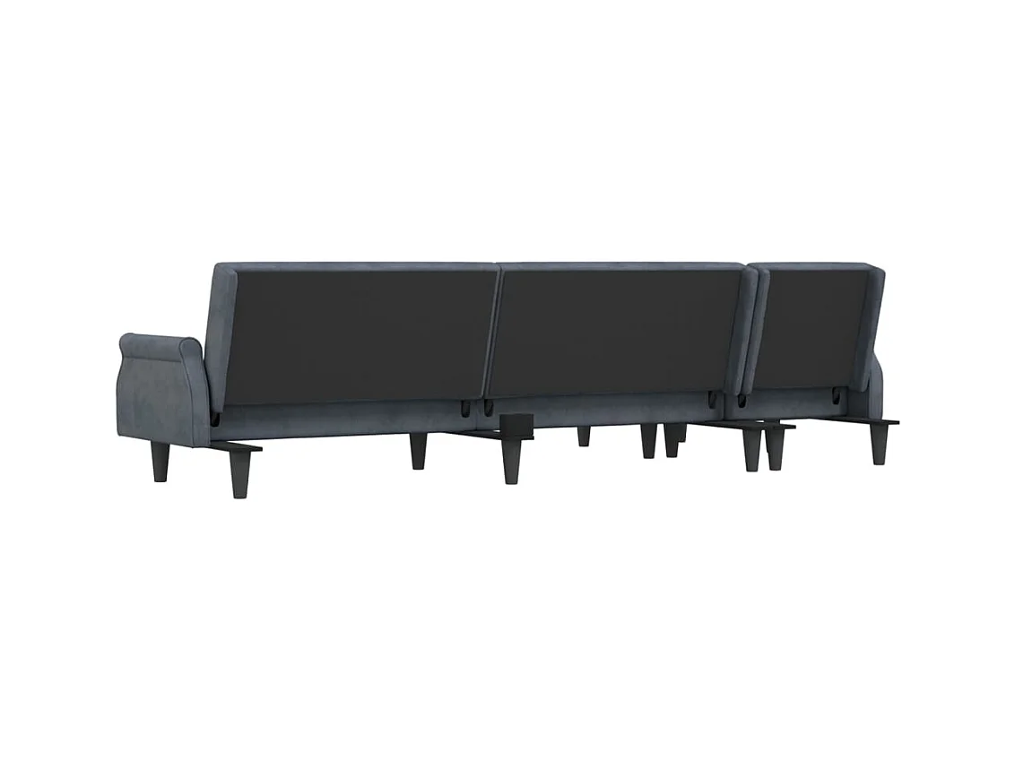 Canapé-lit en forme de L gris 271x140x70 cm velours